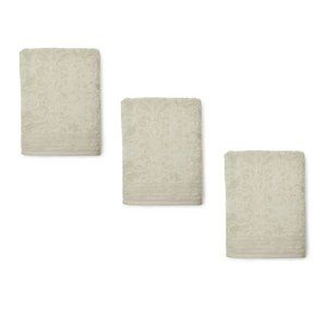 3 SAGE GREEN Broyhill Jacquard-Pattern Textured Velour Cotton Bath Towels THICK